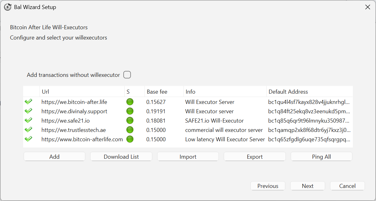 Wizard: selecting Will-Executors
