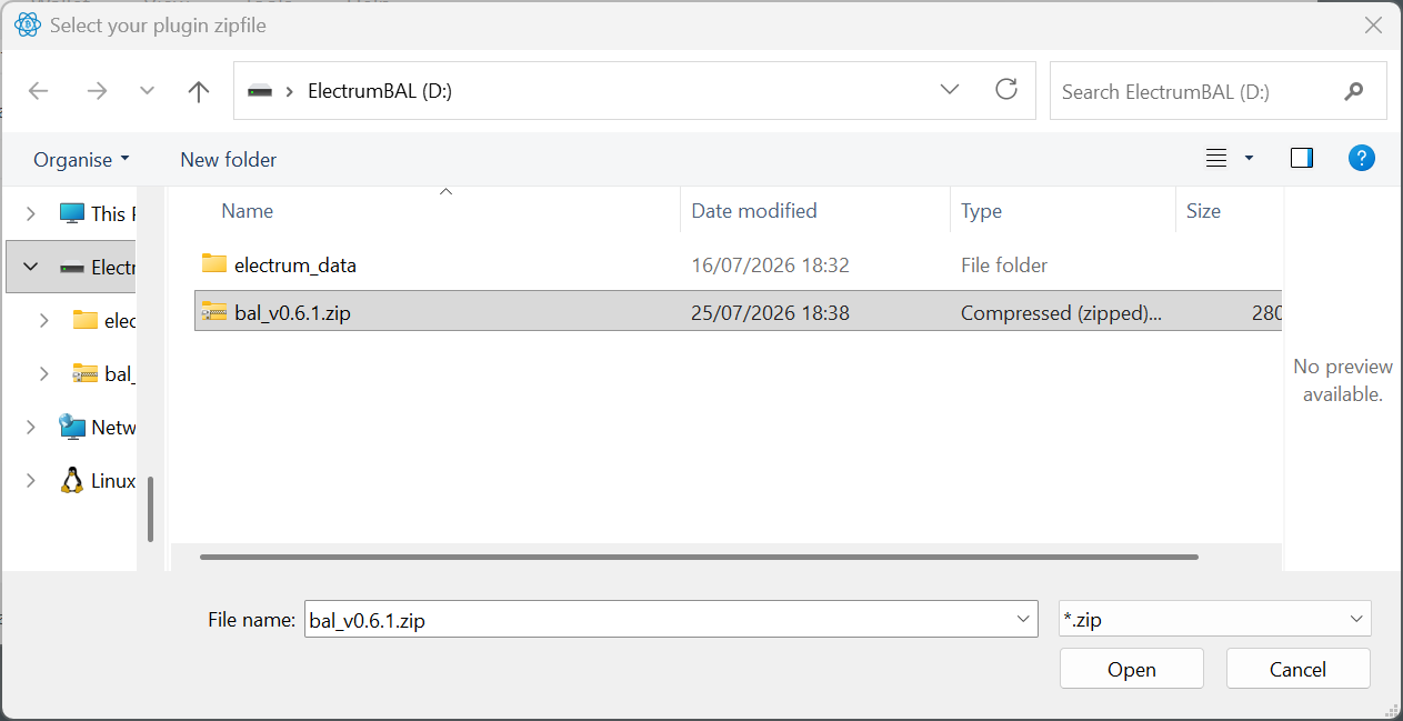 Install from file dialog