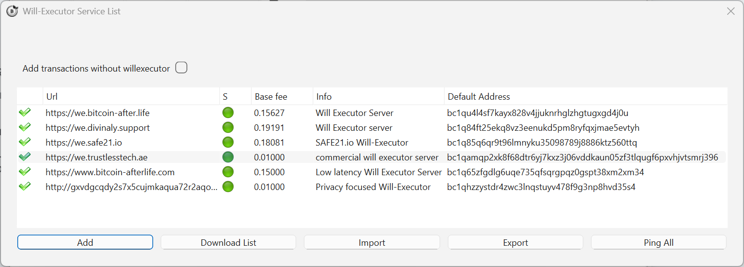 Will-Executor service list
