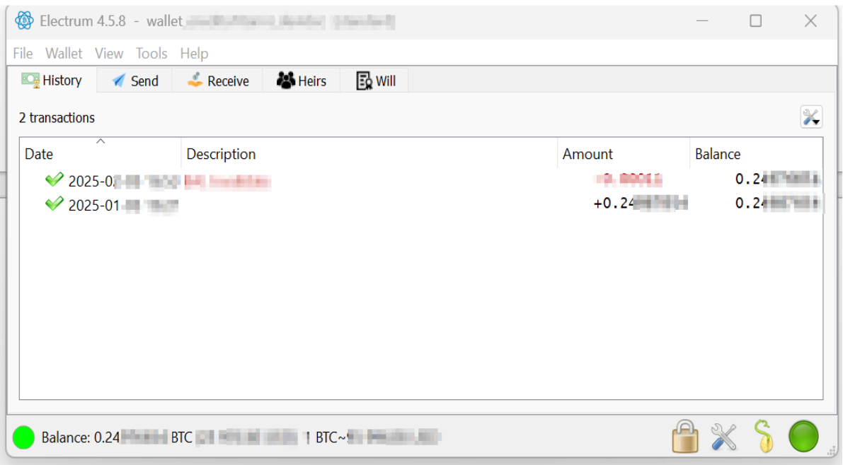 Figure 1 — Electrum with the BAL plugin installed