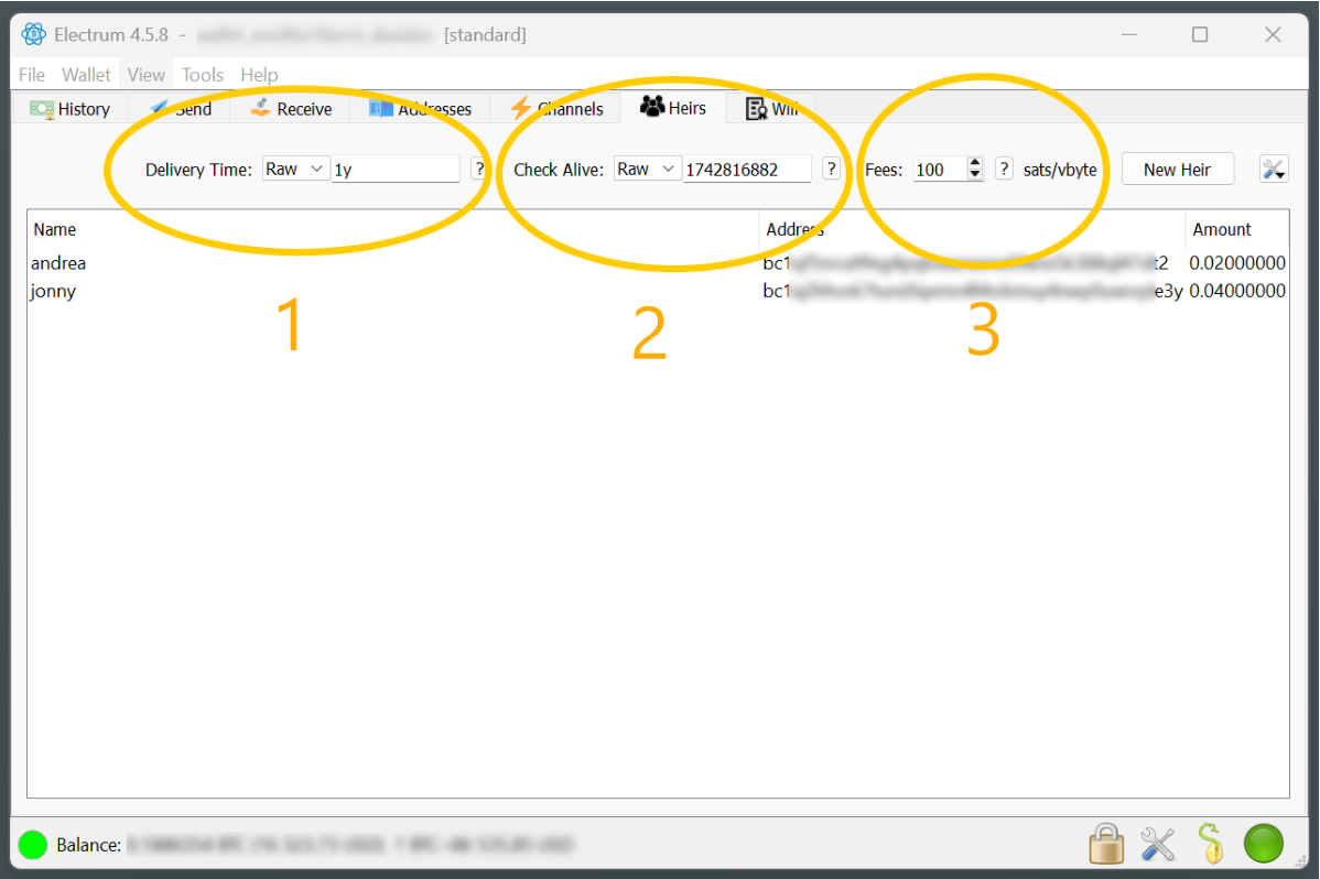 Figure 2 — HEIRS tab parameters